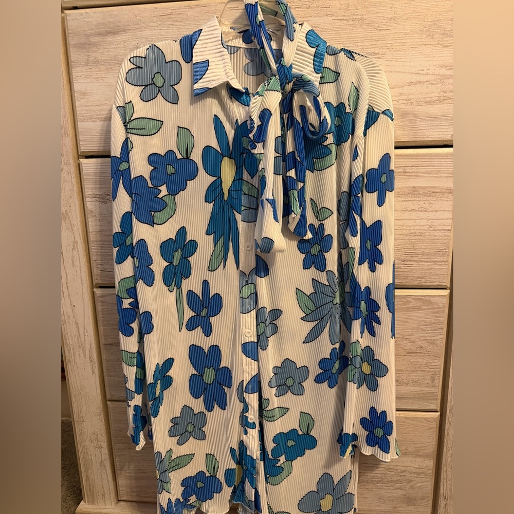Women’s Floral Mini Dress with Waist Tie